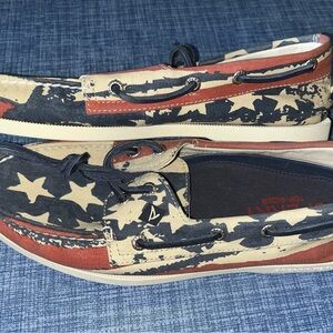Sperry Red and Blue Boat Shoes with Patriotic Flair